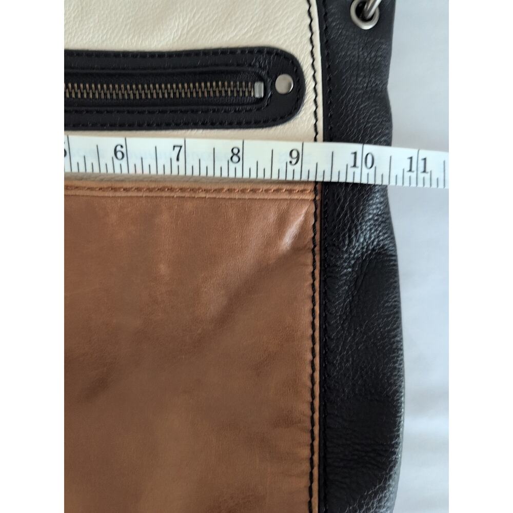 The SAK Crossbody Bag Leather Boho Lined Tricolor Black Tan Cream Messenger - Picture 14 of 16